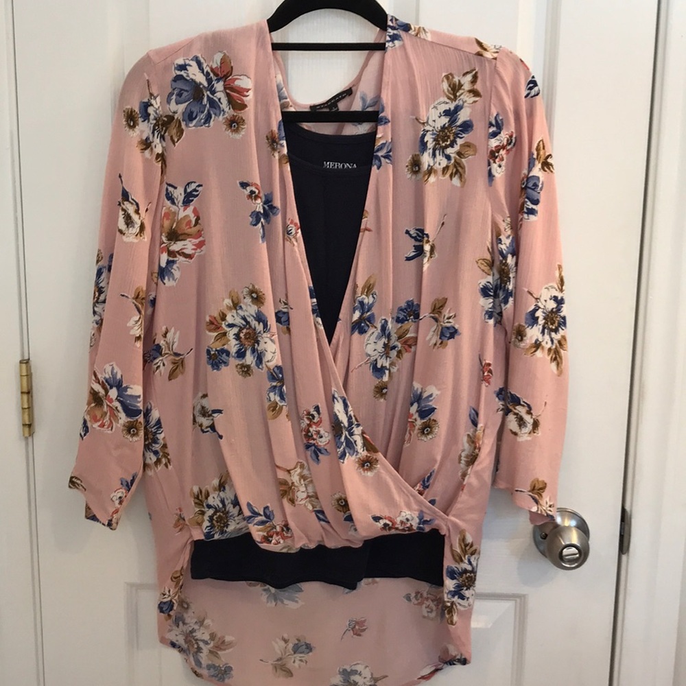 Pink floral blouse